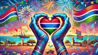 Happy Gambia Independence Day &ndash; Heart Hands with Gambia Flag Drawing