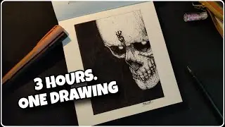 3Hours of Dark Art | Pencil & Ink Drawing Process(Satisfying Timelapse)| Berserk Inspired Skull Art