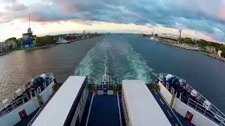 Ausfahrt F&auml;hre Rostock Hafen Richtung Gedser (D&auml;nemark)