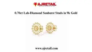 💎 0.70ct Lab-Diamond Sunburst Stud Earrings | 9K Gold ✨