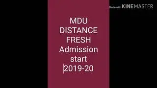 MDU distance New Fresh Admission start 2019-20