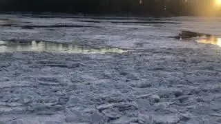 Frozen River (Frozen Fraser Footage) with sunset