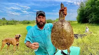 Giant Softshell TURTLE Catch Clean Cook | Fire Roasted Just Like CHICKEN!