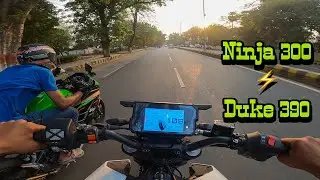 DUKE 390 vs NINJA 300 | CRAZY STREET RACE 🔥| BEST EXHAUST FOR NINJA 300 & DUKE 390 😍