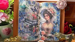 ASMR Journal With Me 🌸✨#journaling #artjournal #asmrsounds #journaling #collagejournaling #journal