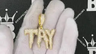 Custom Bubble Drip Initial Iced Out Pendant | Personalize Your Name Jewelry | HipHopBling