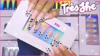 Instant Acrylics! New Styles, Shapes & XXX LENGTH! Tres She Press On Nails Unboxing Try On Haul