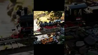 Shiny Toy Train on Wooden Bridge