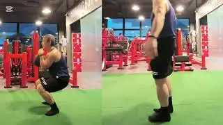 Exercise combination: 10 kettlebell goblet squats + loaded carries.