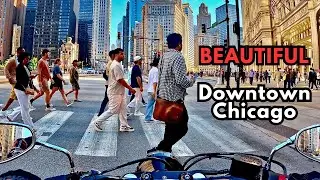 Downtown CHICAGO Cityscape | Motorcycle View