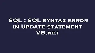 SQL : SQL syntax error in Update statement VB.net