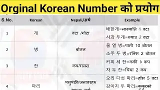 Orginal Korean Number Use In Nepali Language | Orginal Korean Number | Korean Language  (Part-1) |