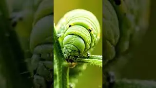 Amazing Macro Close-Up: Hungry Green Caterpillar 🐛