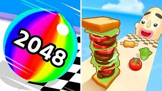 Sandwich Runner vs Ball Run 2048 🥪⚽️🌀 MAX LEVEL Gameplay Walkthrough (Android iOS) VJ6TRP