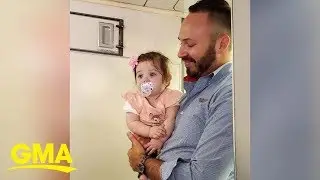 Flight attendant calms down crying baby on her 1st flight | GMA