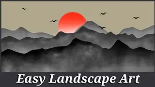How to Draw Easy Minimalist Landscape Art ? | Sketchbook