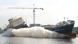 Foxhol - Stapelloop van de Sundowner bij scheepswerf SCHN