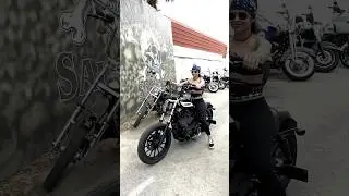 Beautiful Biker Girl on her Harley Davidson Sportster #sportster #bikergirl #shorts #harleydavidson
