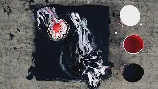 Acrylic pour painting with juicer- fluid abstract art Reddish grayscale