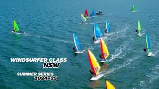 Windsurfer Class NSW Summer Series 2024-25 Heat 3 RACE DAY!! Windsurfing upwind leg Lake Macquarie.