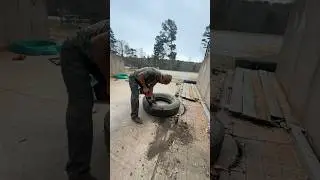Making a tire FEEDER!! #farm #farming #animals #animal #cute #love #lovestatus #rancho #diy #craft