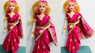 Beautiful Saree Design 🥻✨ for doll and girls #dolldecoration #diy#howtomakedolldress #fashion 
