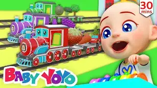 Learn Color And Words with Train | Construction Vehicles | Nursery rhymes | Baby yoyo