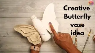 Airdry clay and cardboard vase, Butterfly shape vase, Art and craft, CreativeCat