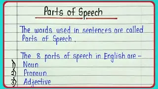Learn Parts of Speech- Types of parts of speech with definition and example//What is parts of speech