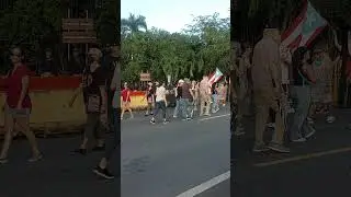 20260117 Imac calls the chants at rally against US military aggression in the Caribbean.