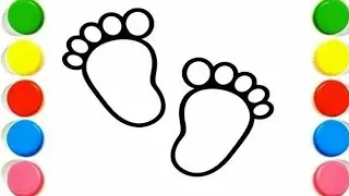 How to draw a baby's footprint drawing painting coloring for kids 