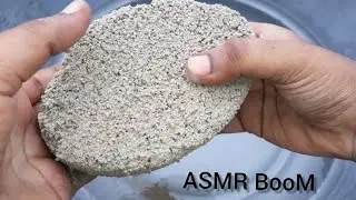 ASMR:;gritty sand cement crumble in more water#35
