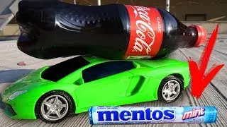 COCA COLA vs MENTOS in a Lamborghini TOY CAR | Soda Geyser Car Rocket!