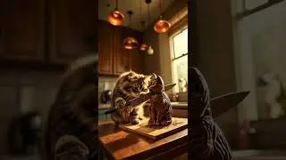 Orange cat Cutting the Chocolate Cat 😳 #funny #animation #cartoon #sad #cartooncat #catman #mycat