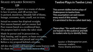 Shake-speare Sonnet 129, Twelve Plays in Twelve Lines