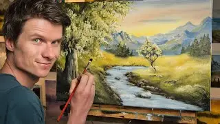 Gebirge mit Bergwiese - &Ouml;lmalerei mit Axel Laslo