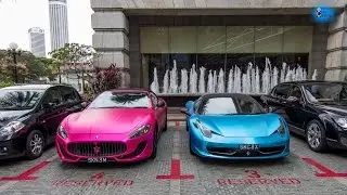 Pink Maserati and Blue Ferrari - 3M Satin Wrap
