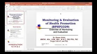 MONITORING AND EVALUATION LECTURE 2 BY DR  OMONA KIZITO