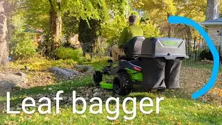 Easy INSTALL and REVIEW of Leaf Bagger on Greenworks riding mower 🌿 🛍️