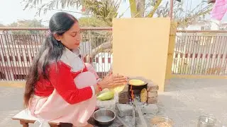 पहली बार घर पर चूल्हे की रोटी। बाजरे-मक्के की रोटी और सरसों का साग | Neelamkavya19 