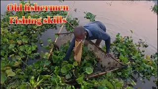 Real Natural Village Fishing Life &ndash; Old Fishermen Amazing Unique Net Fishing Skills