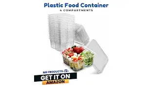 MT Products Small Plastic 4 Compartment Meal Prep Containers with Lids