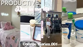 COLLEGE DIARIES 001 | PRODUCTIVE DAY IN MY LIFE, GYM ROUTINE, STUDYING, SELF CARE, ETC.