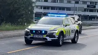 Politi p&aring; utrykning | Police Volvo V90 CC responding with lights and sirens