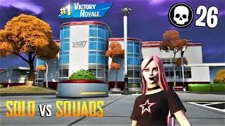 Landing at Stark Industries Playing Solo vs. Squads in Season 4 (26 KILL WIN! 🙊)