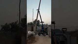 Pole erection machine #tech #viral #construction #pole #tractor #hydraulic #shorts
