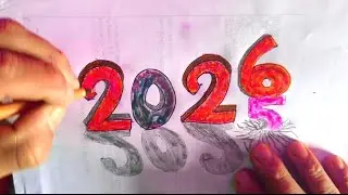 Happy New Year 2026 Drawing Easy, New Year Scenery Drawing 2026 Step by Step Tutorial #art 