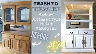 How to Refinish an out dated china cabinet 🔵 Furniture Repair - DIY MODERN FARMHOUSE HUTCH Revamp