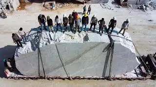 Massive Marble Stone Cutting Process in Factory | From Mountain to Polished Slab