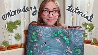 Koi Fish Pond Embroidery for beginners (turning a thrifted sewing case into a embroidery case)